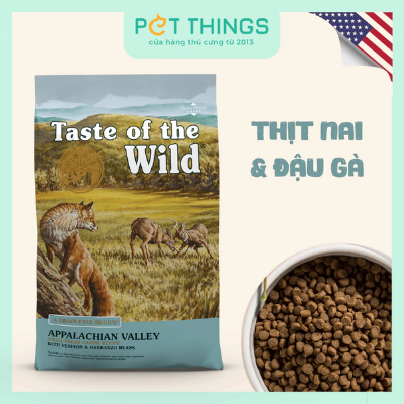 Hạt Taste of the Wild với các thành phần dinh dưỡng tự nhiên, không ngũ cốc cho thú cưng khỏe mạnh